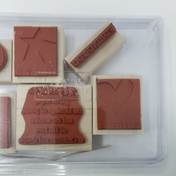 Stampin Up WISHING YOU Set of 6 Wood Rubber Stamps 2006 Stamping Up Peace Love - Picture 7 of 12